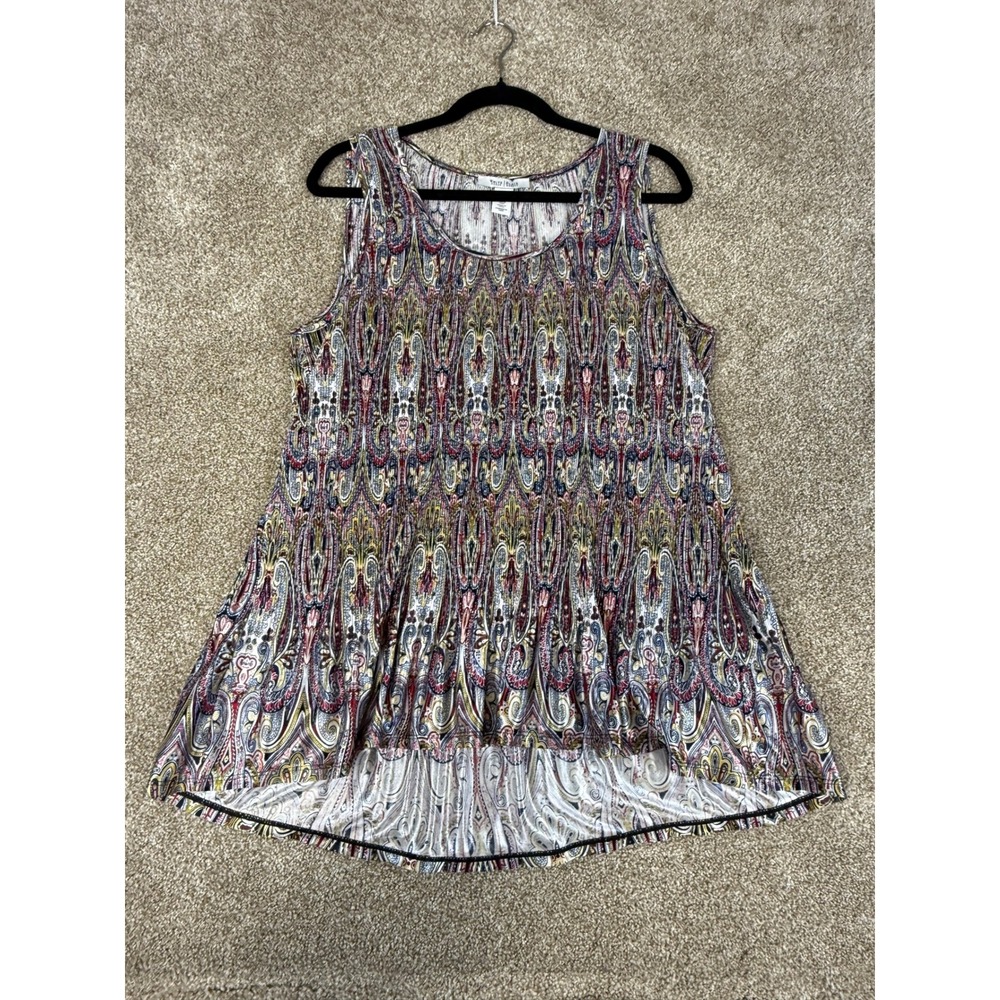 White House Black Market Womens Large Paisley High Low Sleeveless Tank Top L